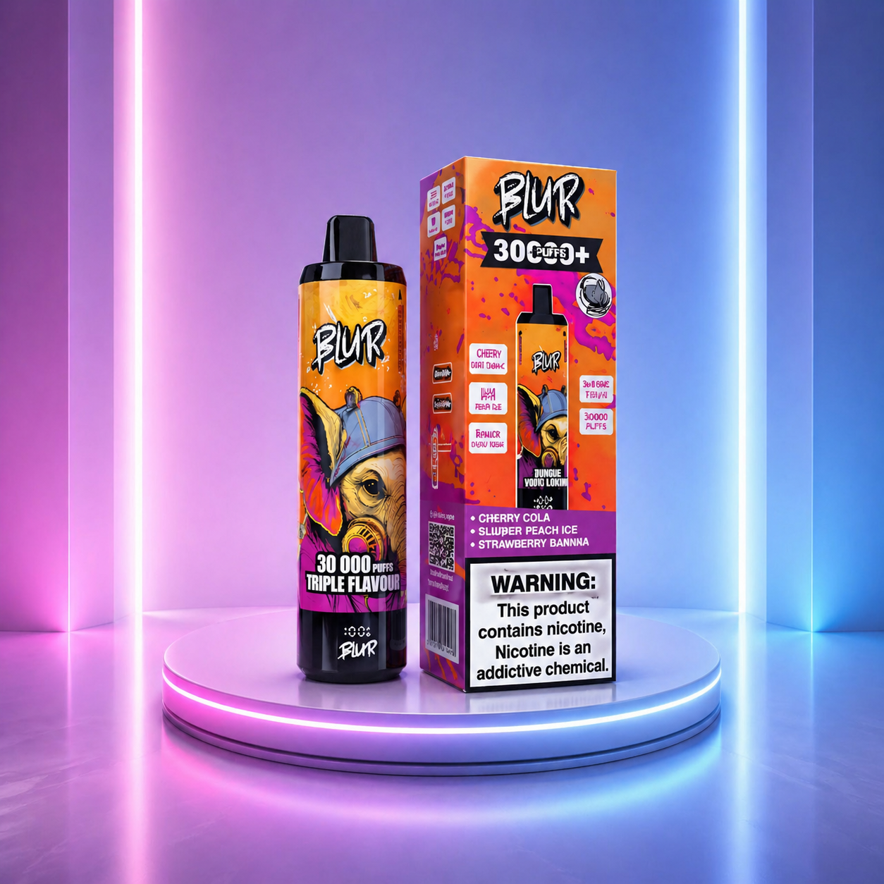Blur 30K - vape descartável com nicotina, 30000 puffs e sabor Cherry Cola