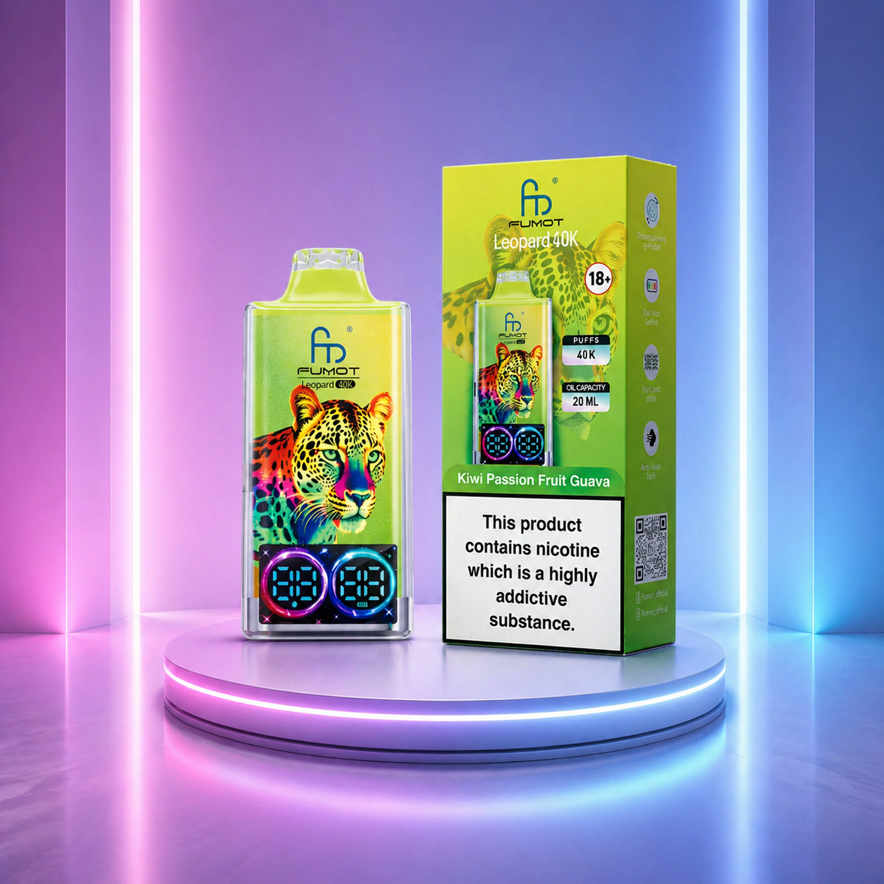 Fumot Leopard 40K - cigarro eletrónico descartável com 40000 puffs e sabores de vape