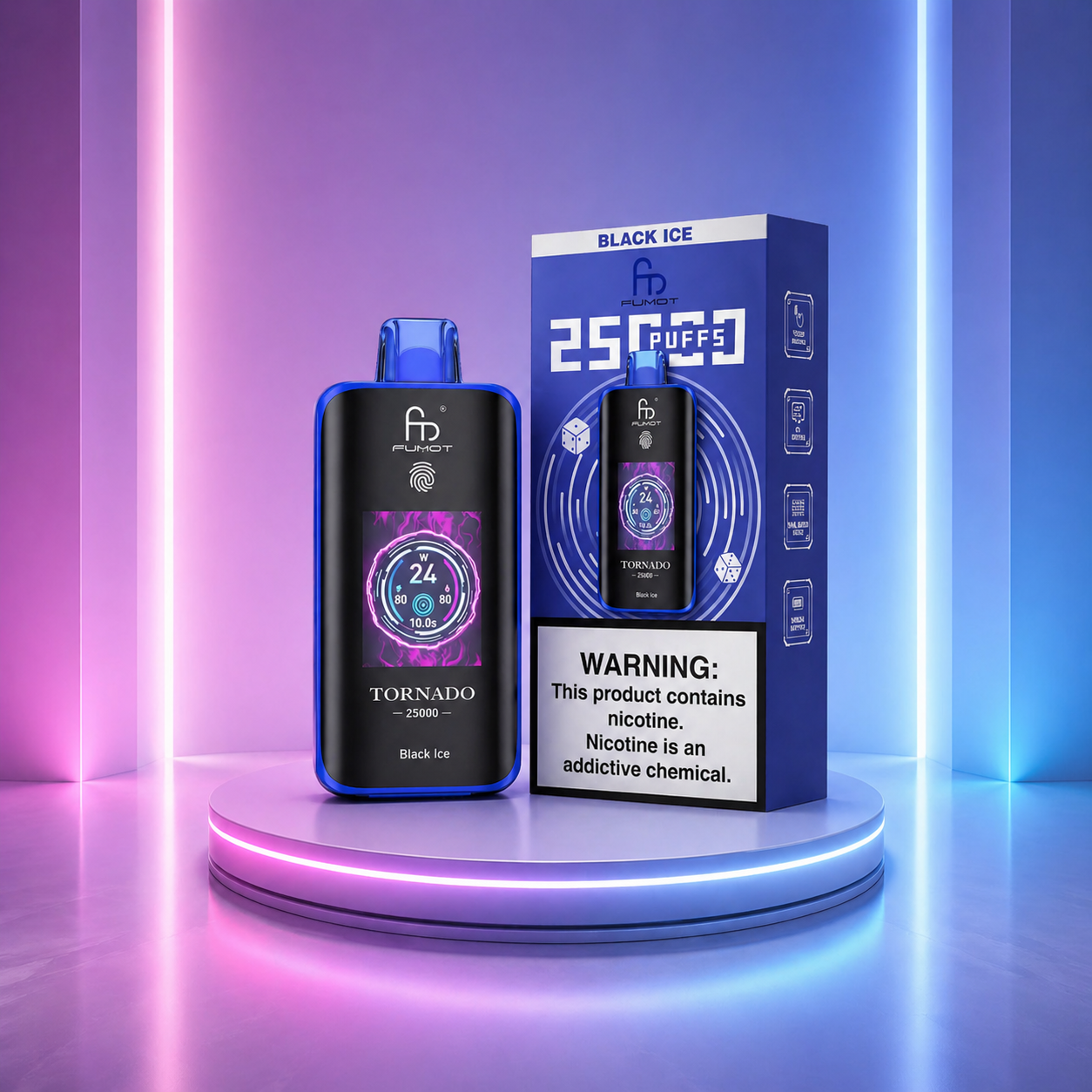 Fumot Tornado 25K - cigarro eletrónico vape descartável com 25000 puffs e sabor Black Ice