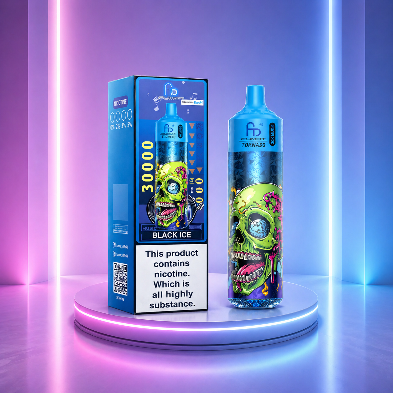 Fumot Tornado 30K - vape descartável com 30000 puffs e sabor Black Ice