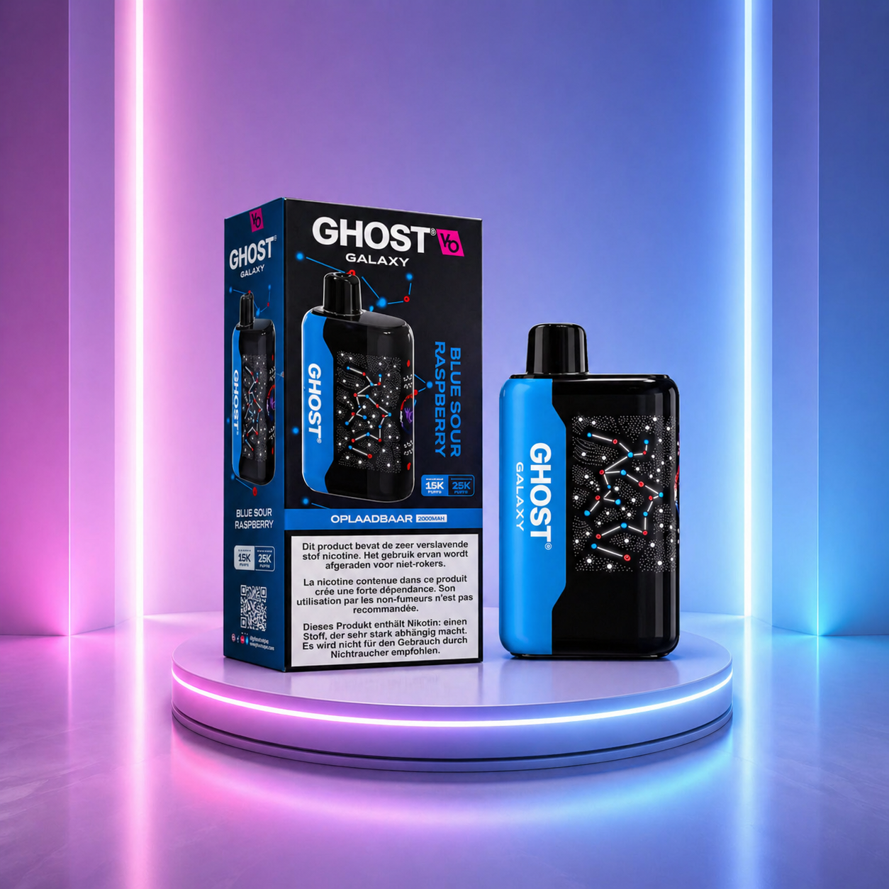 Ghost Galaxy 25K - vape descartável com 25000 puffs e sabor Blue Sour Raspberry