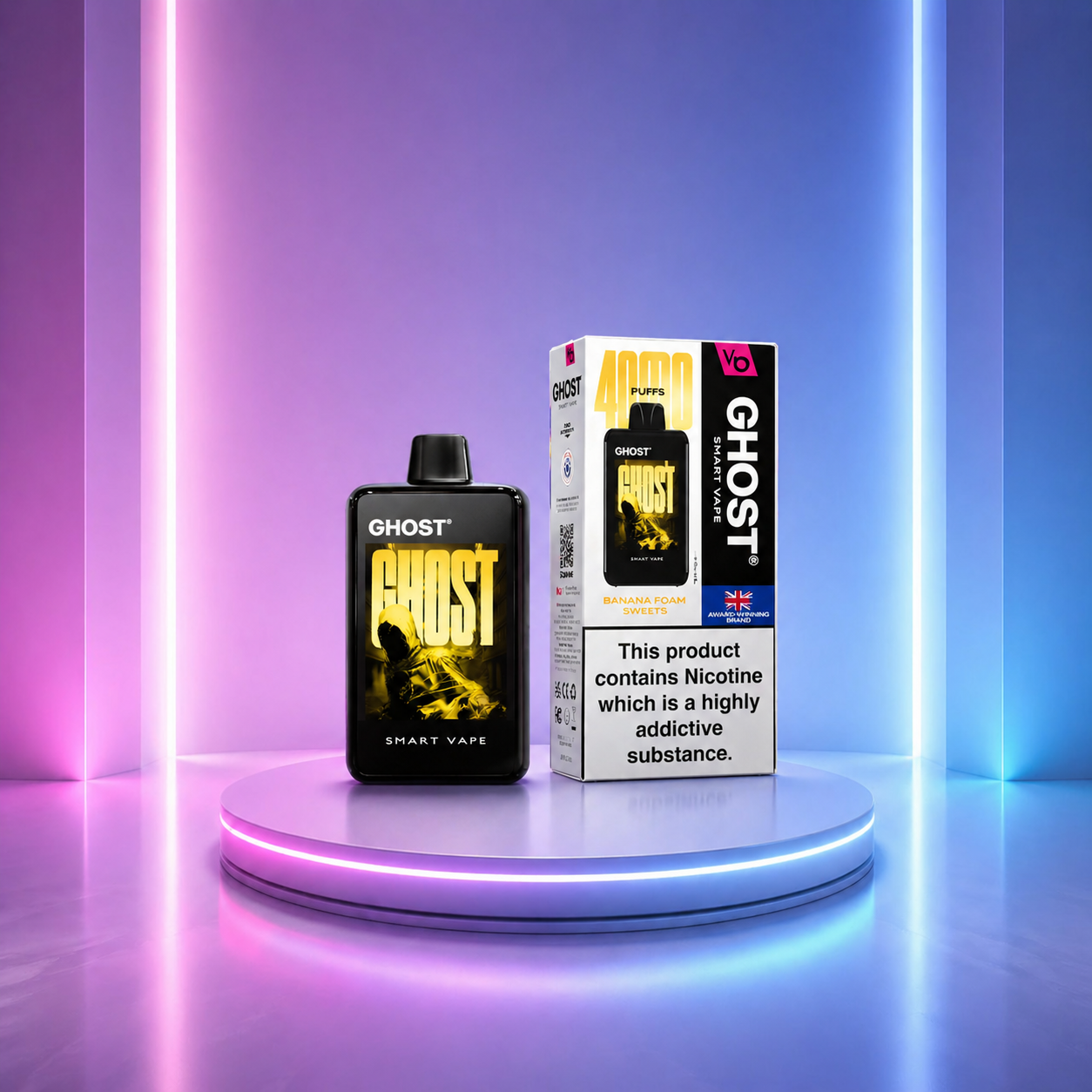 Ghost Smart 40K - cigarro eletrónico vape com 40000 puffs e sabor Banana Foam Sweets