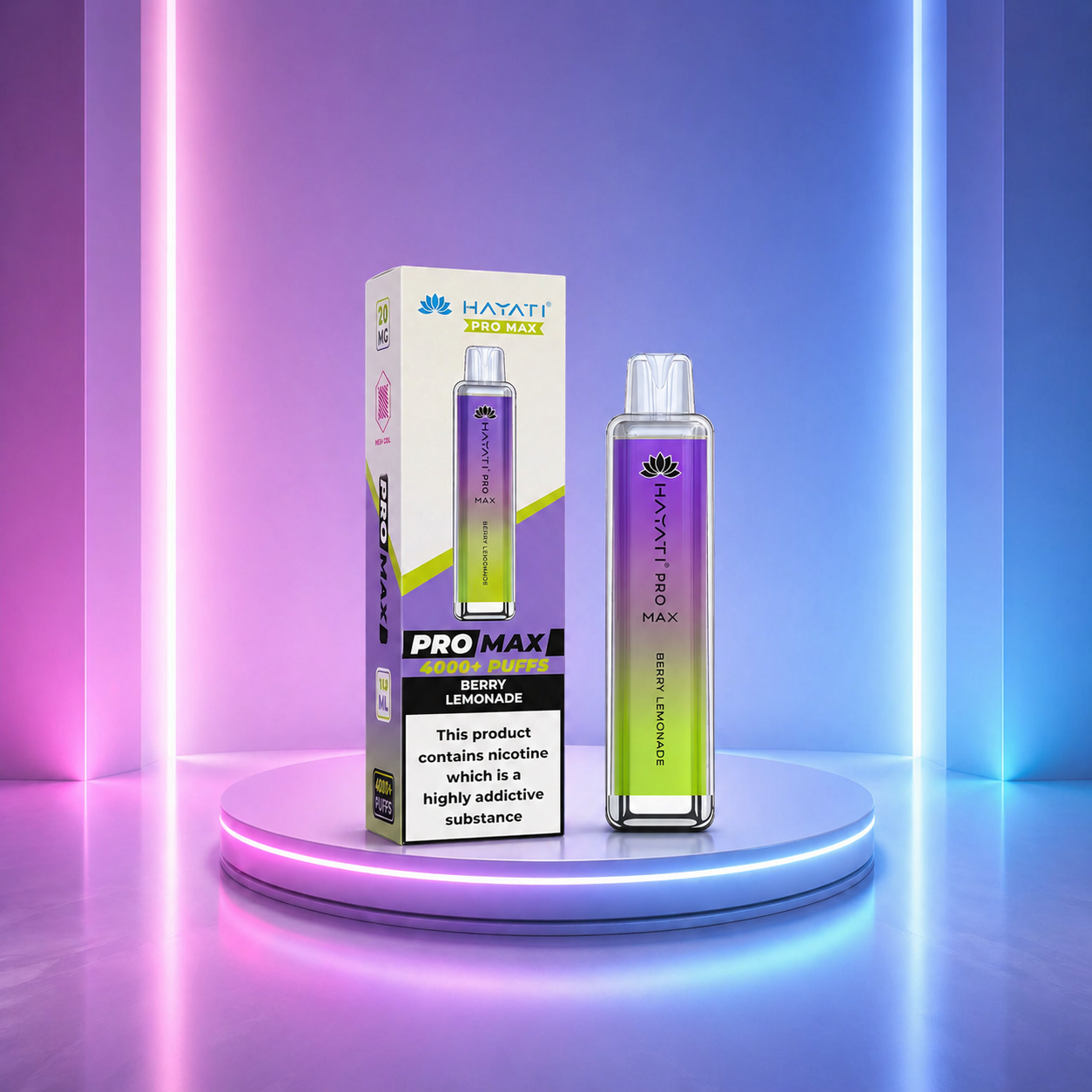 Hayati Pro Max 4K - vape descartável com nicotina, 4000 puffs e sabor Berry Lemonade