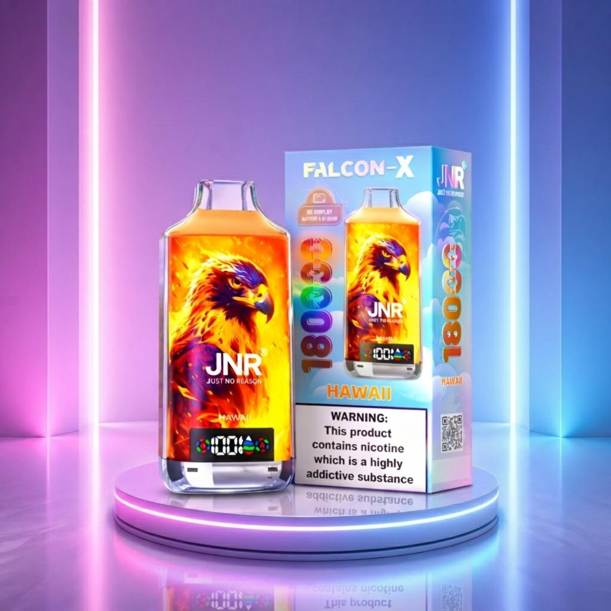 JNR Falcon X 18K - cigarro eletrónico descartável com 18000 puffs e sabor Hawaii