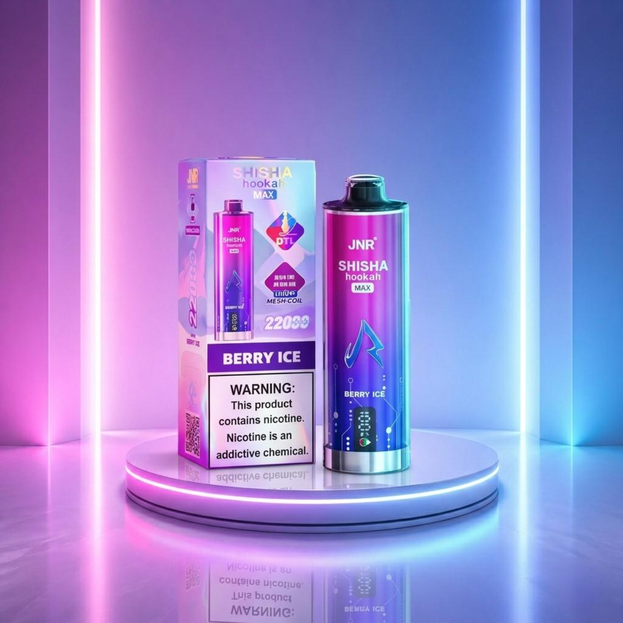 JNR Shisha Hookah 22K - vape descartável com 22000 puffs e sabor Berry Ice