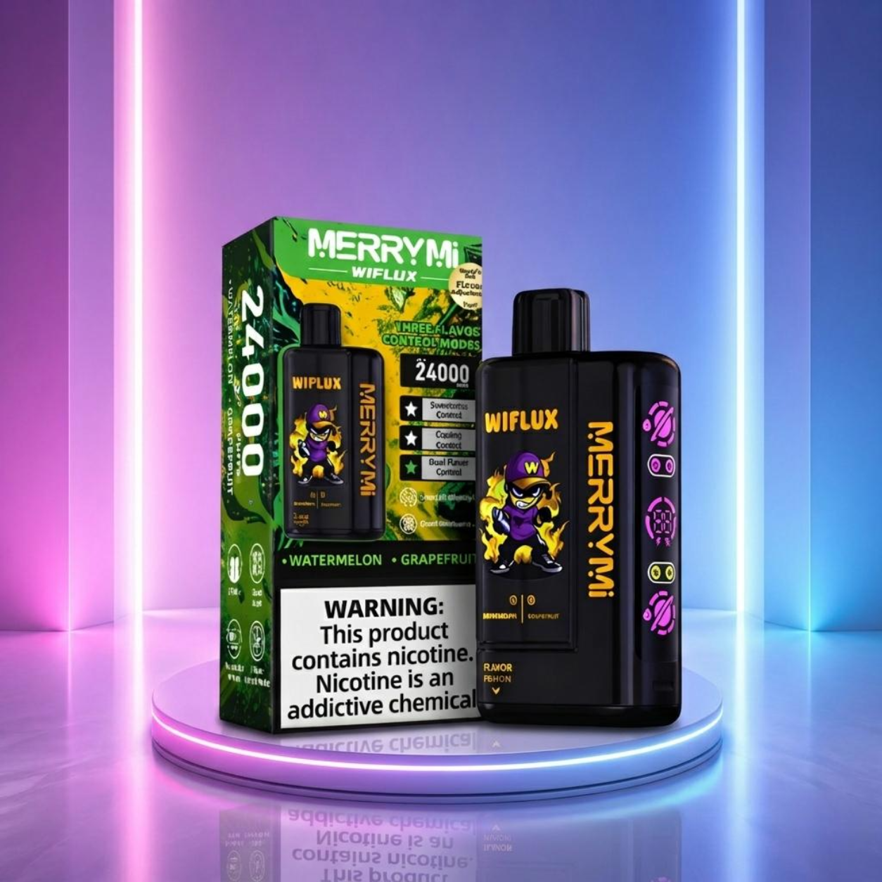 MerryMi WiFlux 24K - vape descartável com 24000 puffs e sabor Watermelon Grapefruit