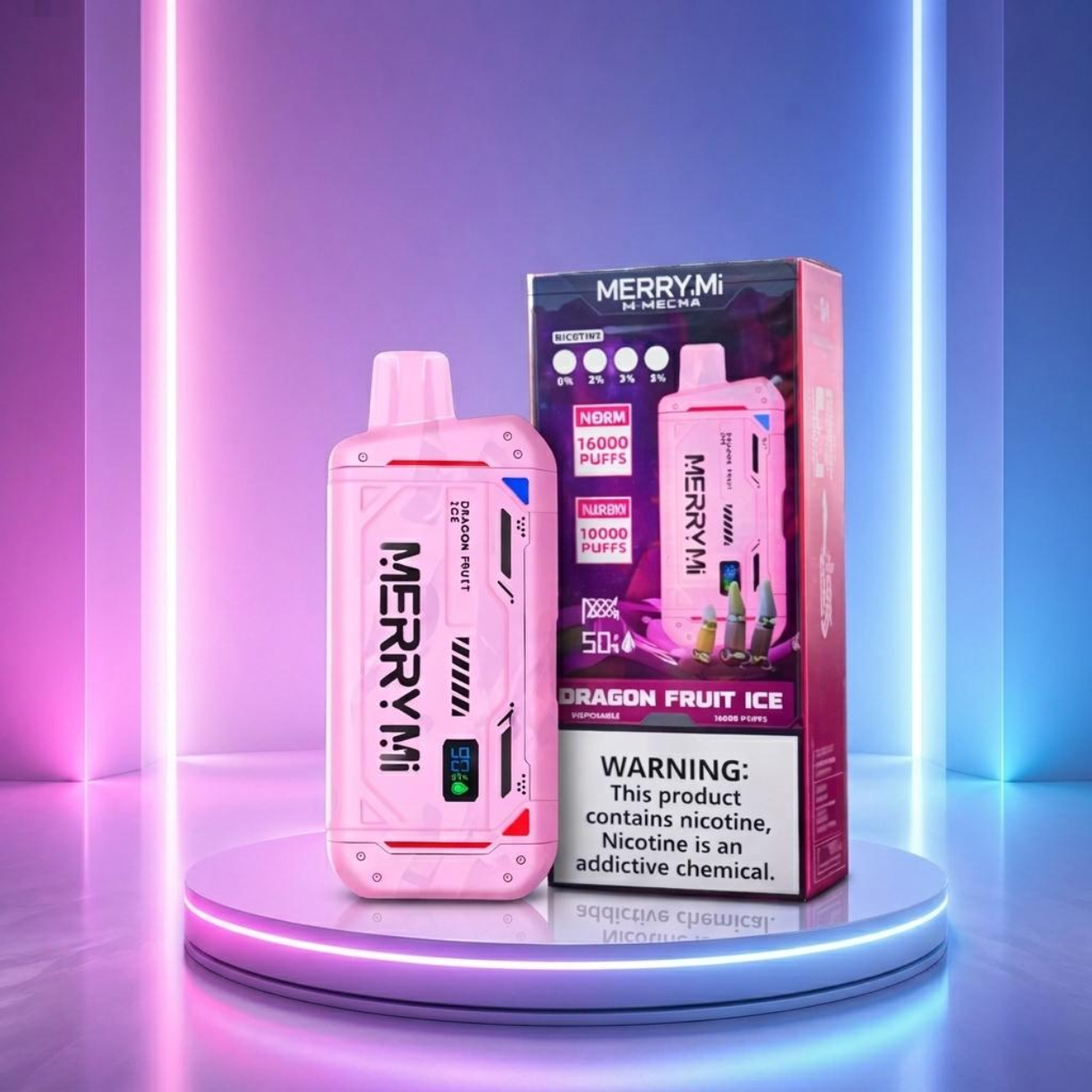 MerryMi M-Mecha 16K - cigarro eletrónico descartável com 16000 puffs e sabor Dragon Fruit Ice